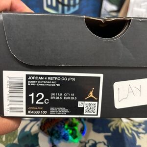 Jordan 4 Retro OG PS in Summit White and Fire Red